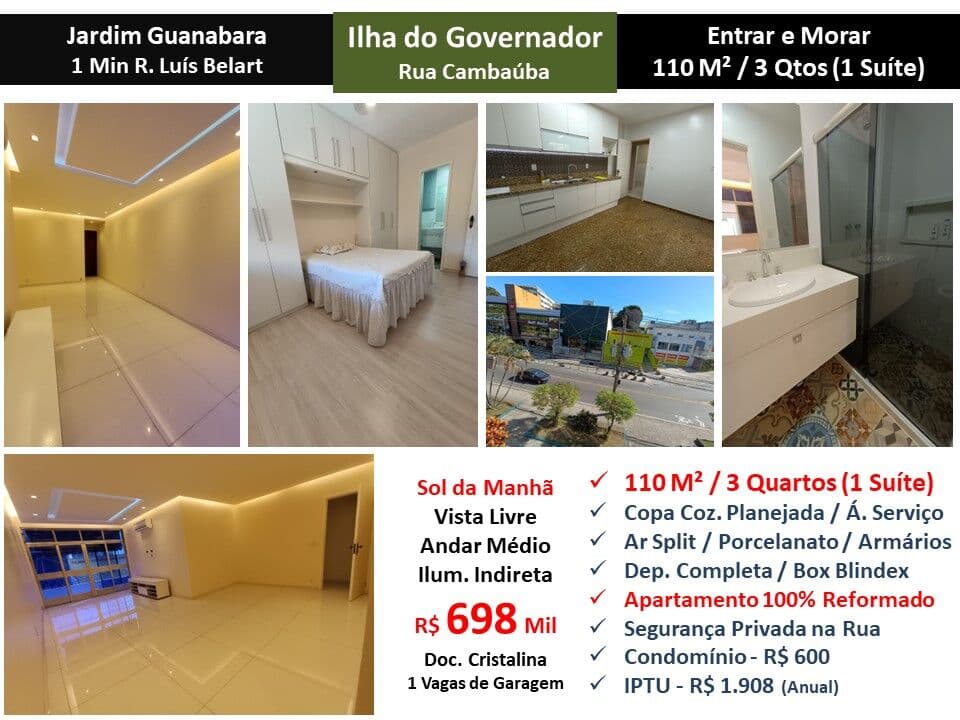 Apto Ilha do Governador Cambaúba 110M²