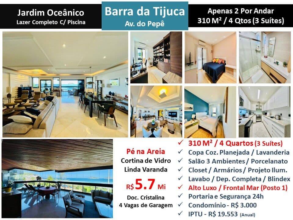 Apto Barra da Tijuca Praia JO 310M²