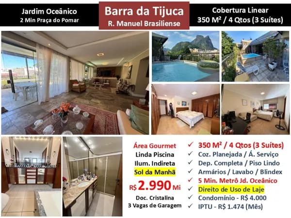 Cob Barra da Tijuca JO Manuel Brasiliense 350M² Linear