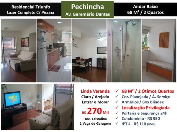 Apto JPA Pechincha Geremário Dantas Triunfo 68M² 2