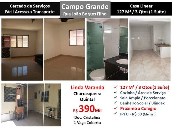Casa Campo Grande João Borges Filho 127M² Linear