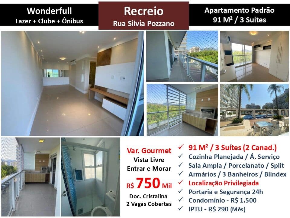 Apto Recreio Zico Wonderfull 91M²