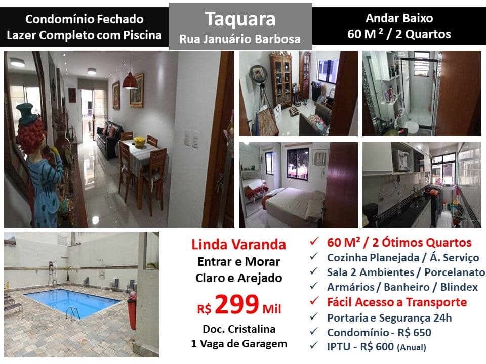 Apto JPA Taquara Januário Barbosa 60M²