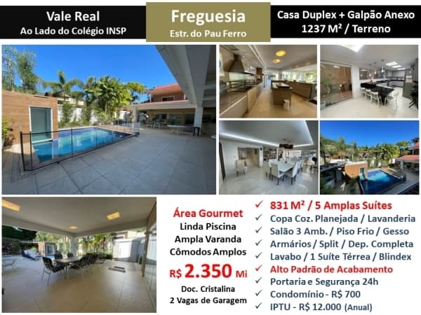 Casa JPA Freguesia Vale Real 831M²