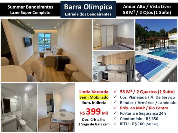 Apto Barra Olímpica Summer Bandeirantes 53M²