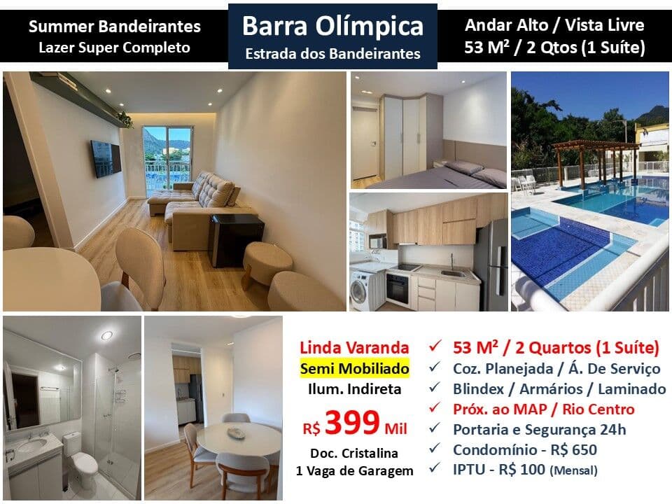 Apto Barra Olímpica Summer Bandeirantes 53M²