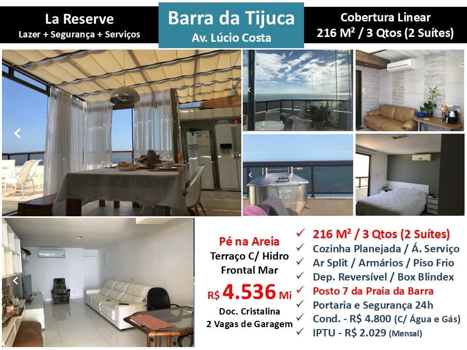 Cob Barra da Tijuca Praia La Reserve 216M²