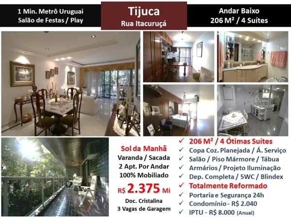 Apto Tijuca Itacuruça 206M²