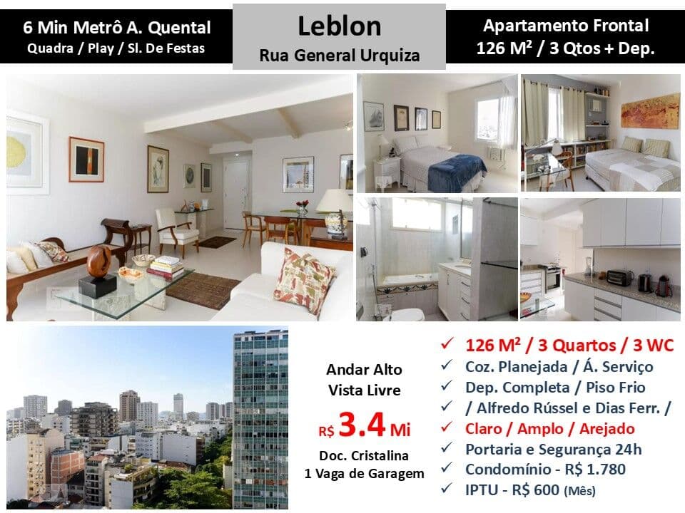 Apto Leblon Gen. Urquiza 126M²