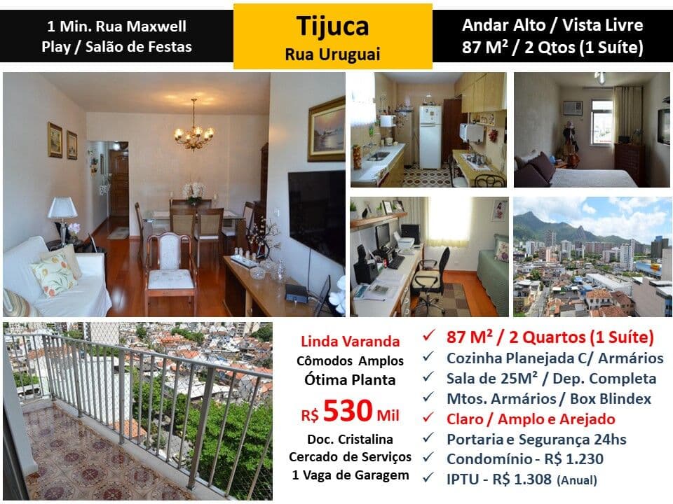 Apto Tijuca Rua Uruguai 87M²