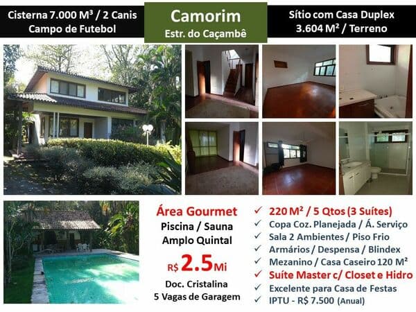 Sítio Camorim Caçambe 220M²