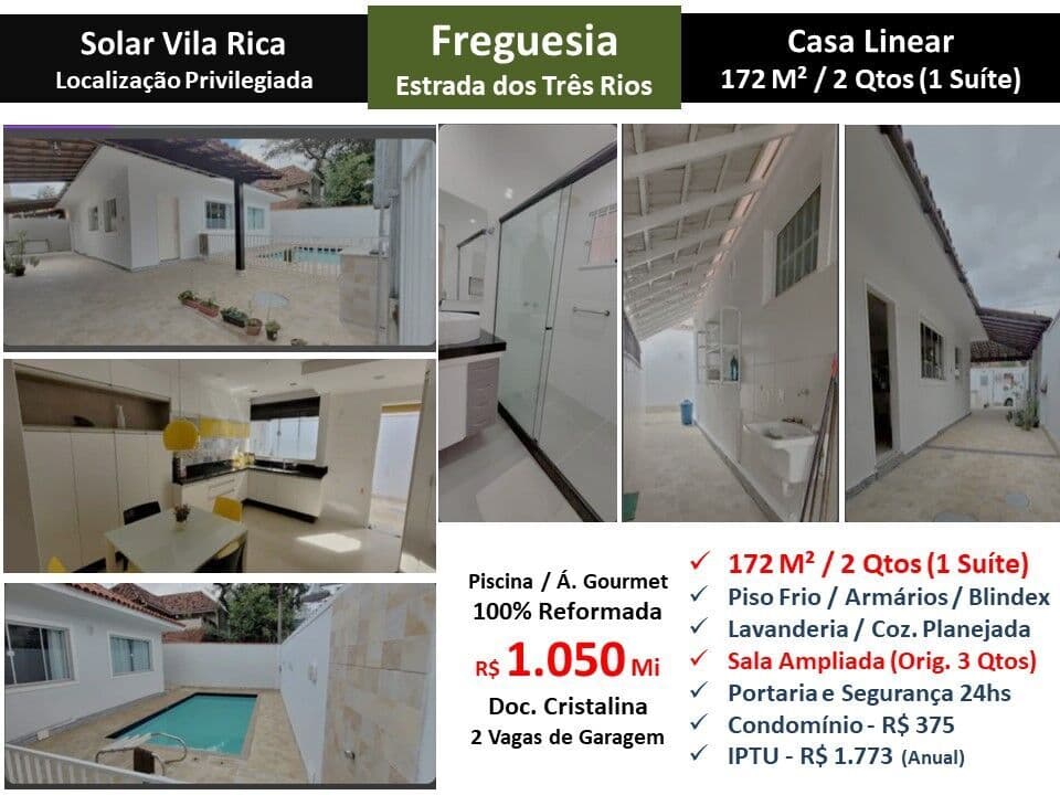Casa JPA Freguesia Solar Vila Rica 172M² Linear