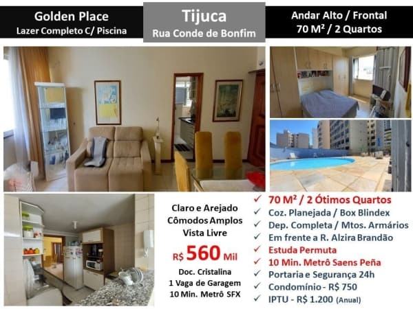 Apto Tijuca Conde de Bonfim Golden Place 70M²