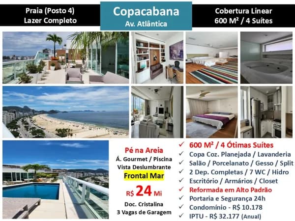 Cob Copacabana Praia Atlântica 600M²