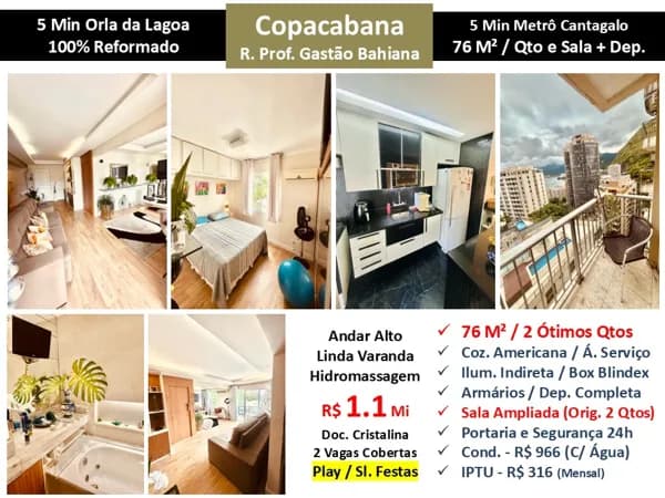 Apto Copacabana Gastão Bahiana 76M²