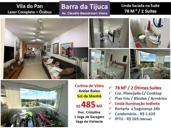 Apto Barra da Tijuca Vila do Pan 78M²