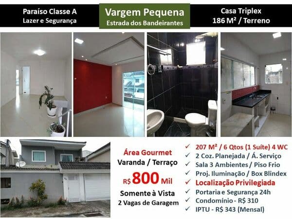 Casa Vargem Pequena Paraíso Classe A 207M²