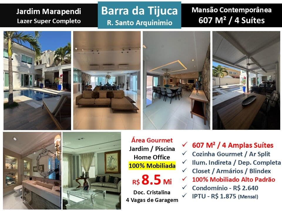 Casa Barra da Tijuca Praia Jardim Marapendi 607M²