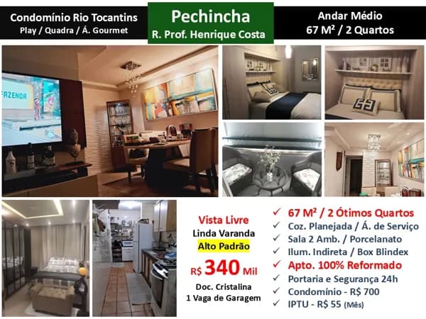 Apto JPA Pechincha Henrique Costa Rio Tocantins 67M²