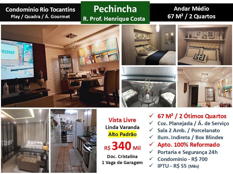 Apto JPA Pechincha Henrique Costa Rio Tocantins 67M²