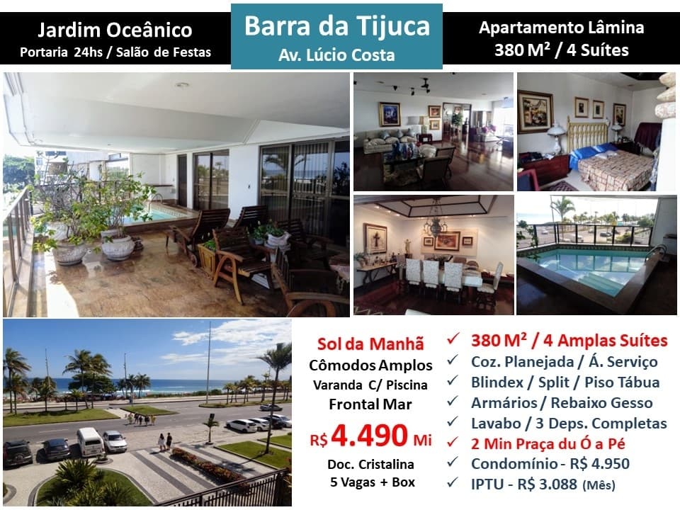 Apto Barra da Tijuca Praia JO 380M²