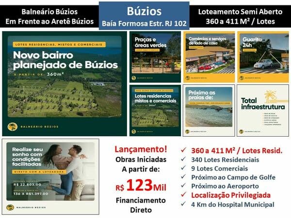 Terreno Búzios Balneário 360M²