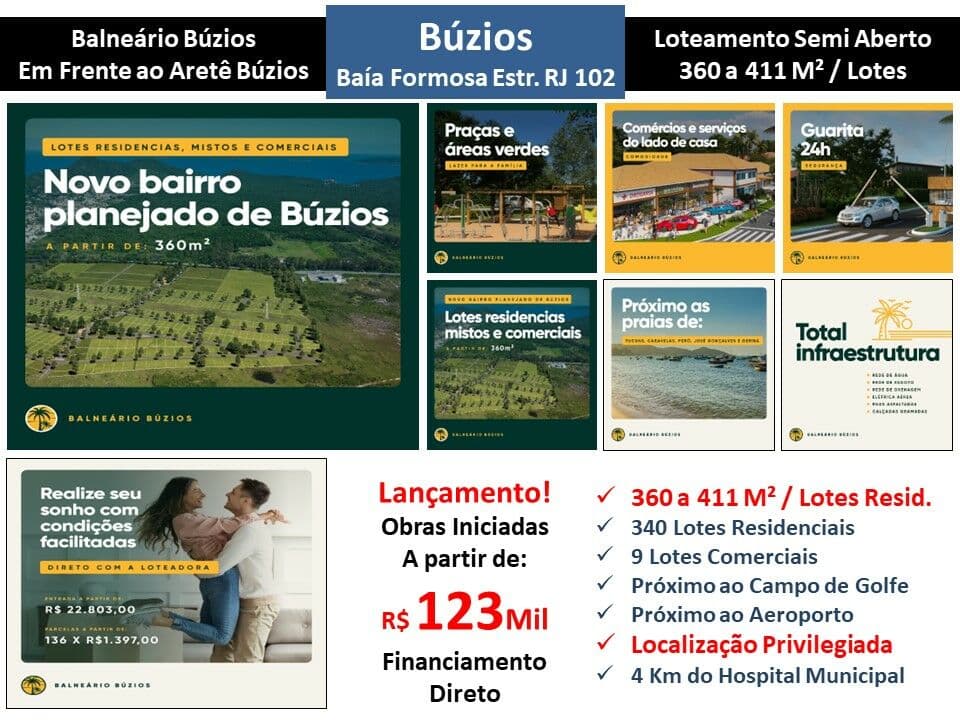Terreno Búzios Balneário 360M²