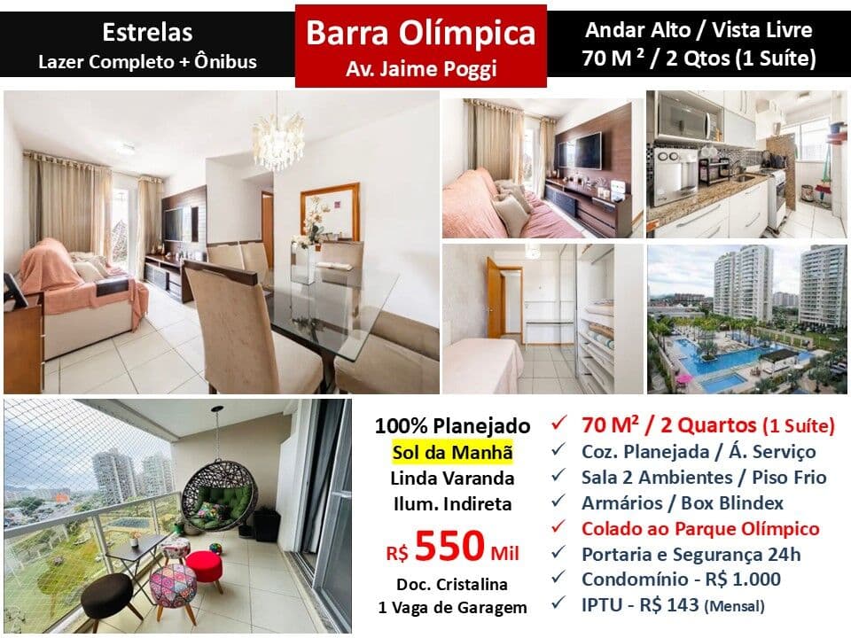 Apto Barra Olímpica Estrelas 70M²