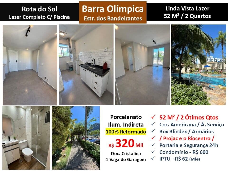 Apto Barra Olímpica Rota do Sol 52M²