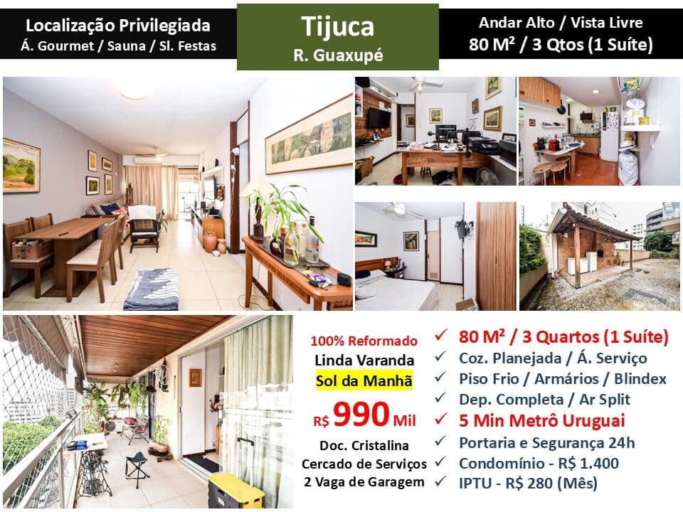 Apto Tijuca Guaxupé 80M²