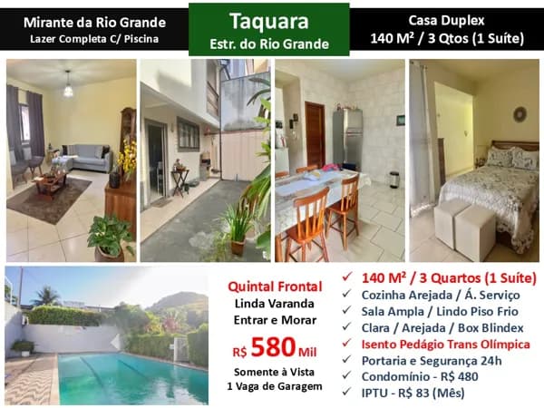 Casa JPA Taquara Mirante da Rio Grande 140M²