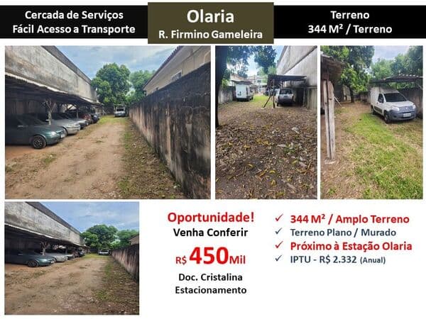 Terreno Olaria Firmino Gameleira 344M²