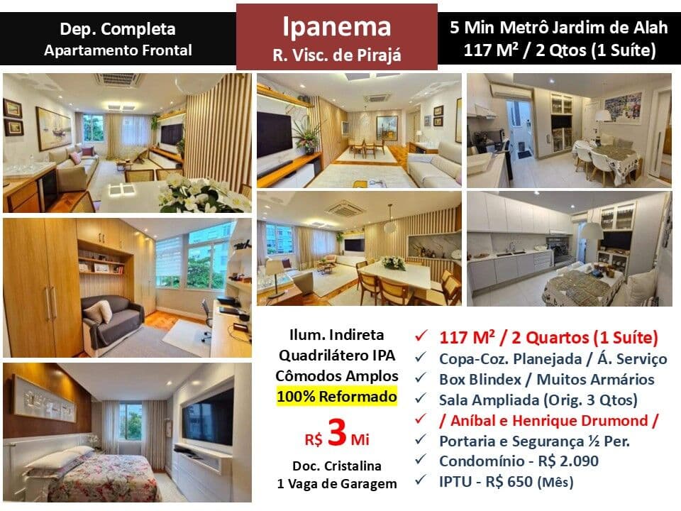 Apto Ipanema Visc. Pirajá 117M²