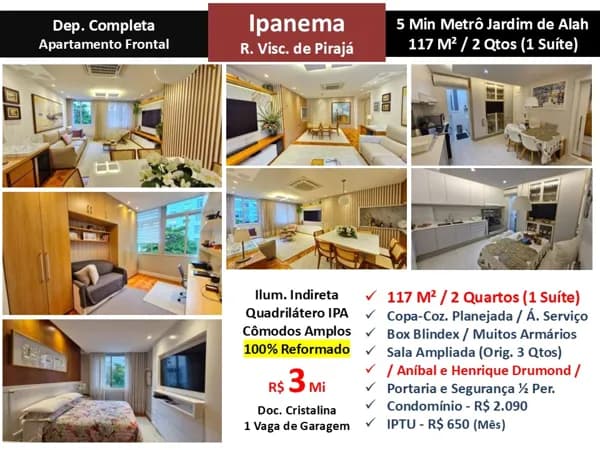 Apto Ipanema Visc. Pirajá 117M²