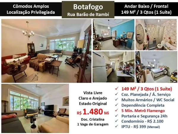 Apto Botafogo Barão de Itambí 149M² 2