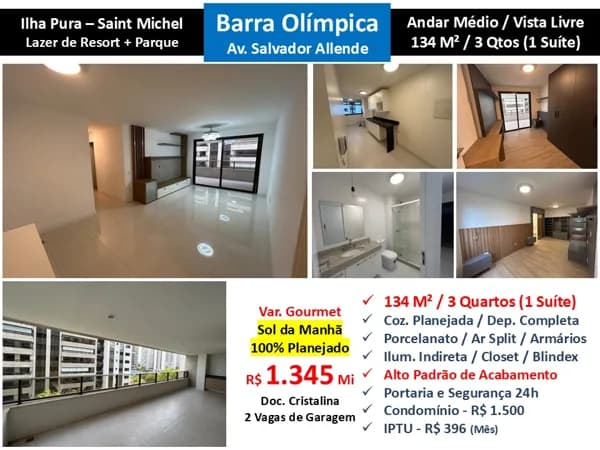 Apto Barra Olímpica Ilha Pura Saint Michel 134M²