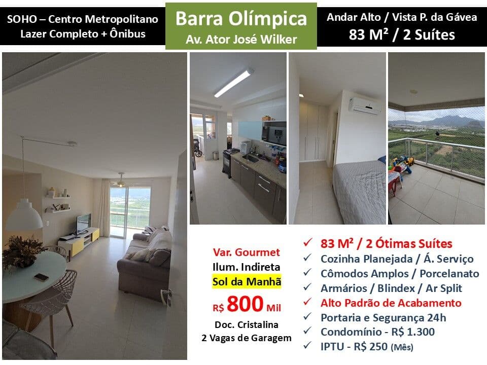 Apto Barra Olímpica Centro Metropolitano Soho 83M²