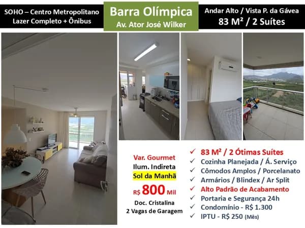 Apto Barra Olímpica Centro Metropolitano Soho 83M²