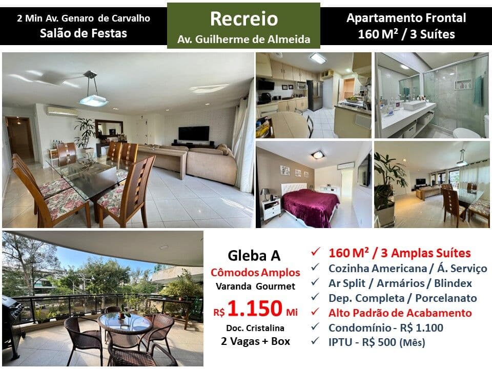 Apto Recreio Gleba A Praia Guilherme de Almeida 160M²