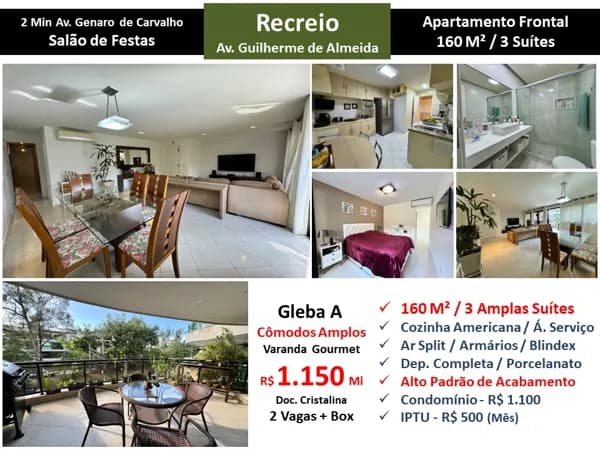 Apto Recreio Gleba A Praia Guilherme de Almeida 160M²