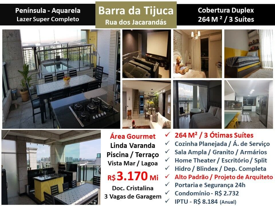 Cob Barra da Tijuca Península Aquarela 264M² 2