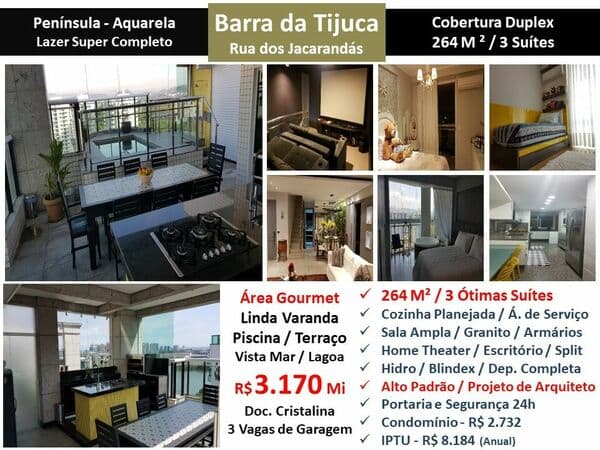 Cob Barra da Tijuca Península Aquarela 264M² 2