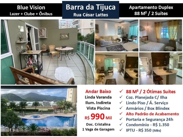 Apto Barra da Tijuca Blue Vision 88M²