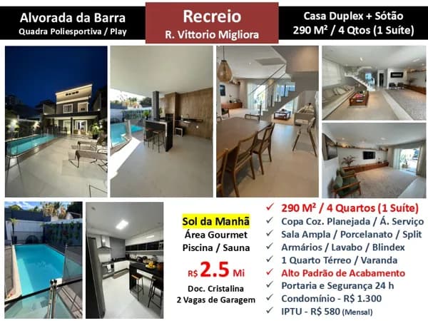 Casa Recreio Alvorada da Barra 290M²