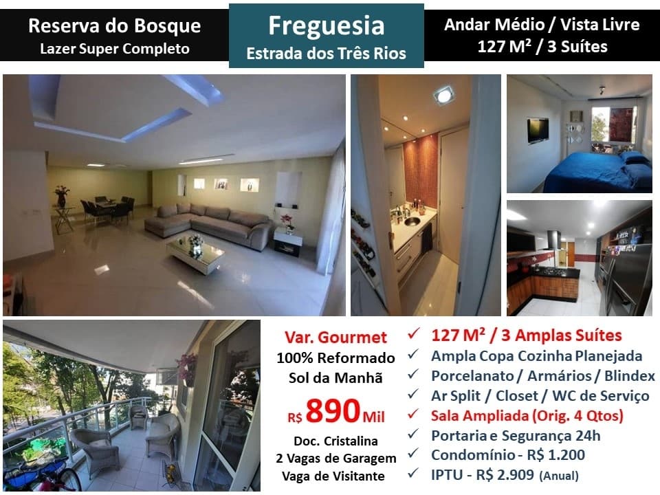 Apto JPA Freguesia Reserva do Bosque 127M²