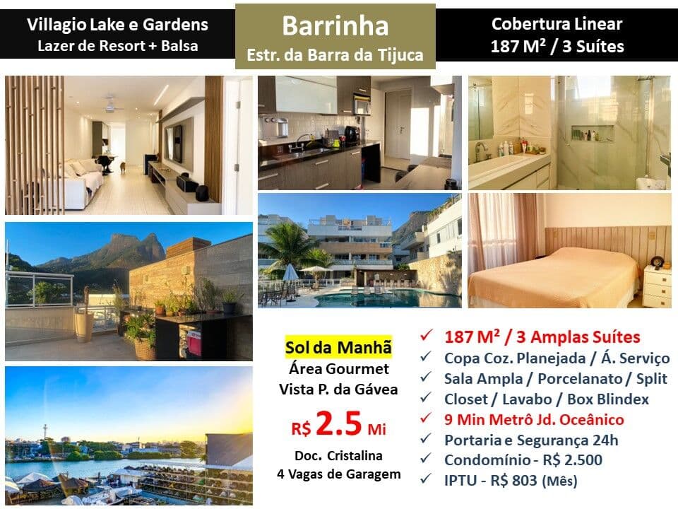 Cob Barra da Tijuca Barrinha Villagio 187M²