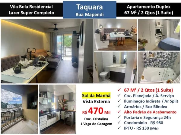 Apto JPA Taquara Mapendi Vila Bela 67M² Duplex
