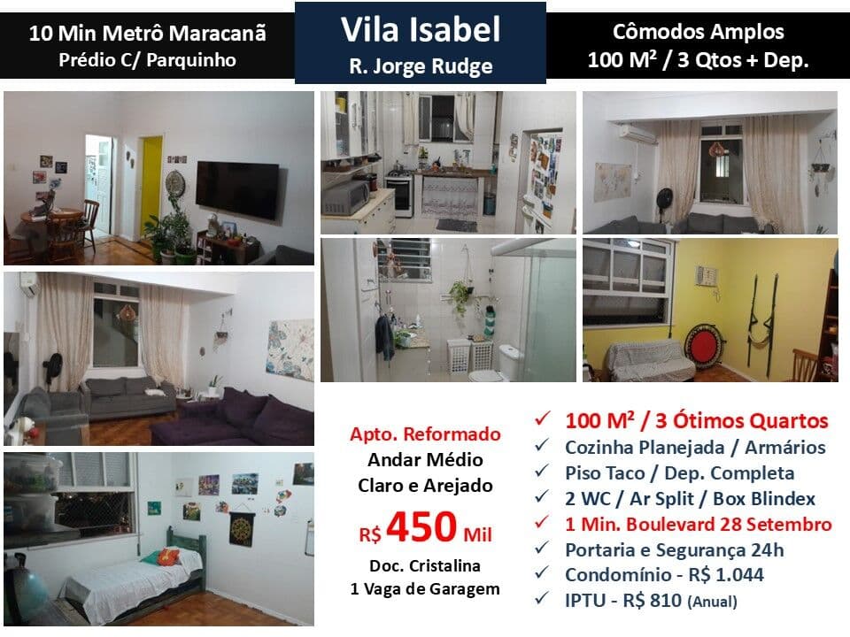Apto Vila Isabel Jorge Rudge 100M²