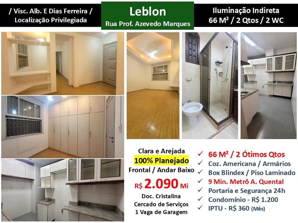 Apto Leblon Prof. Azevedo Marques 66M²