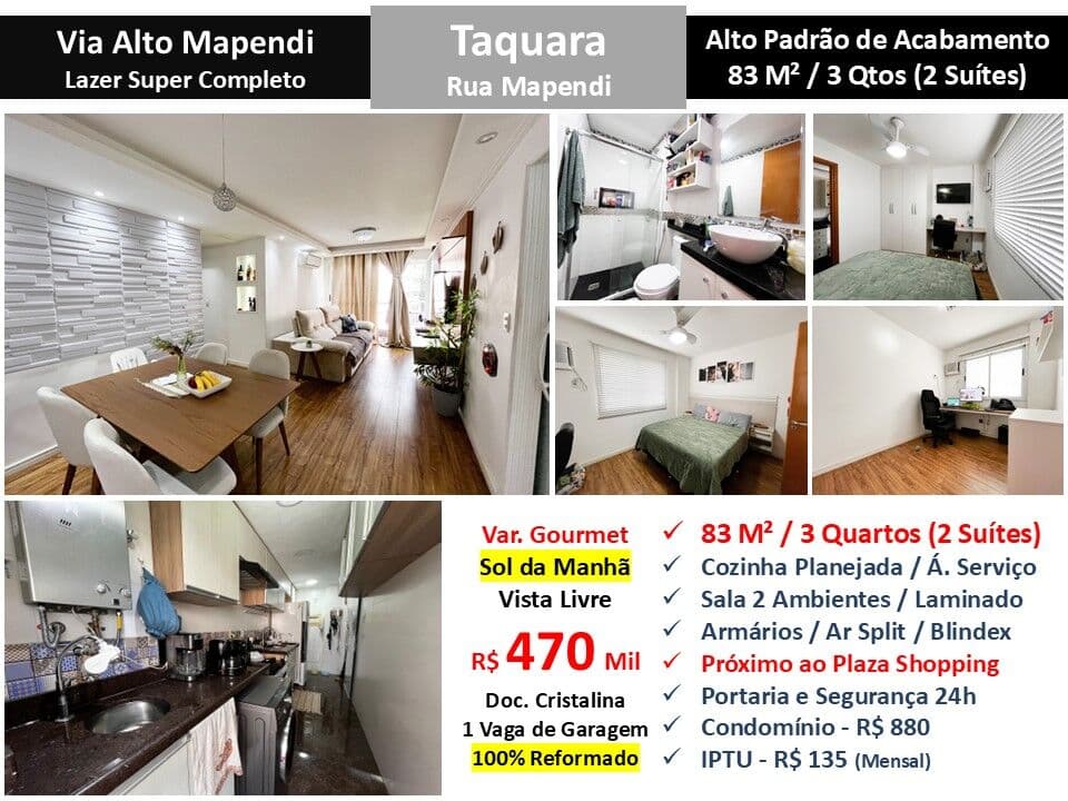 Apto JPA Taquara Via Alto Mapendi 83M²